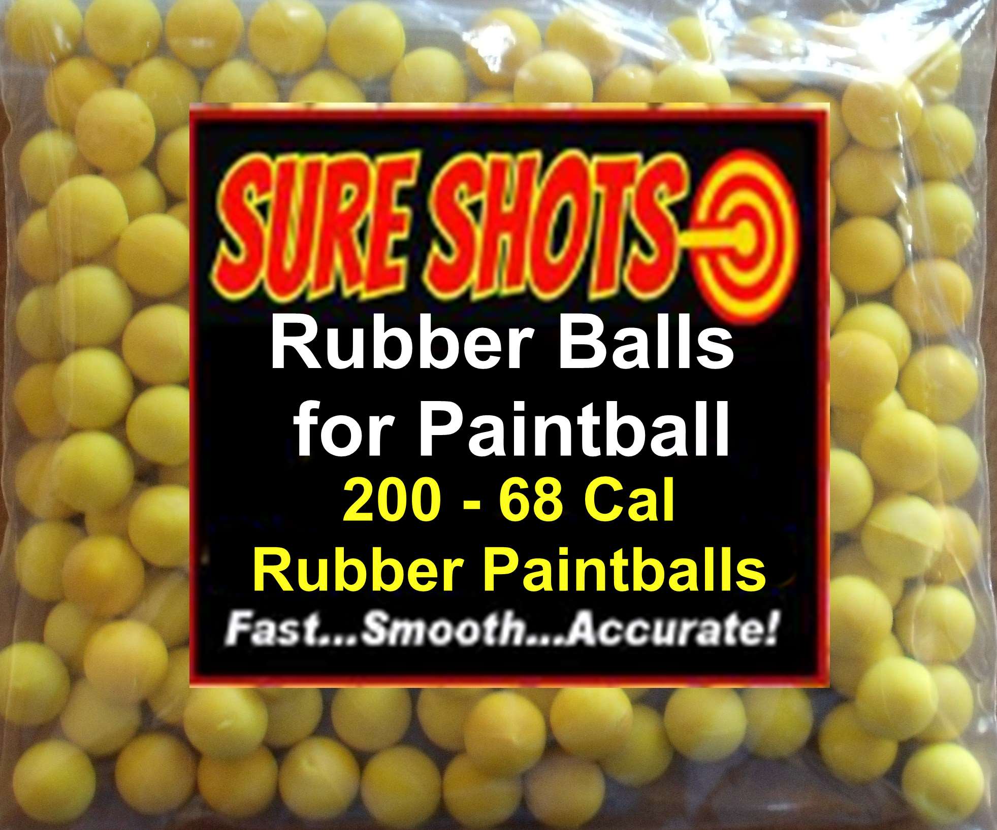 200 New Yellow .68 cal Reusable Rubber Training Balls Paintballs 