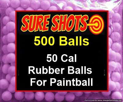 500 Rubber Balls for Paintball - 50 Caliber Paintball Size